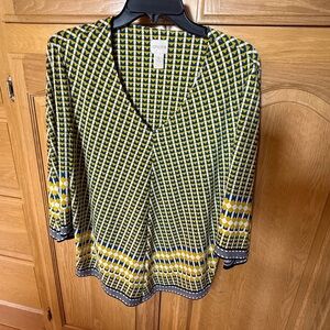 Chico's Blue and Yellow Triangle Top